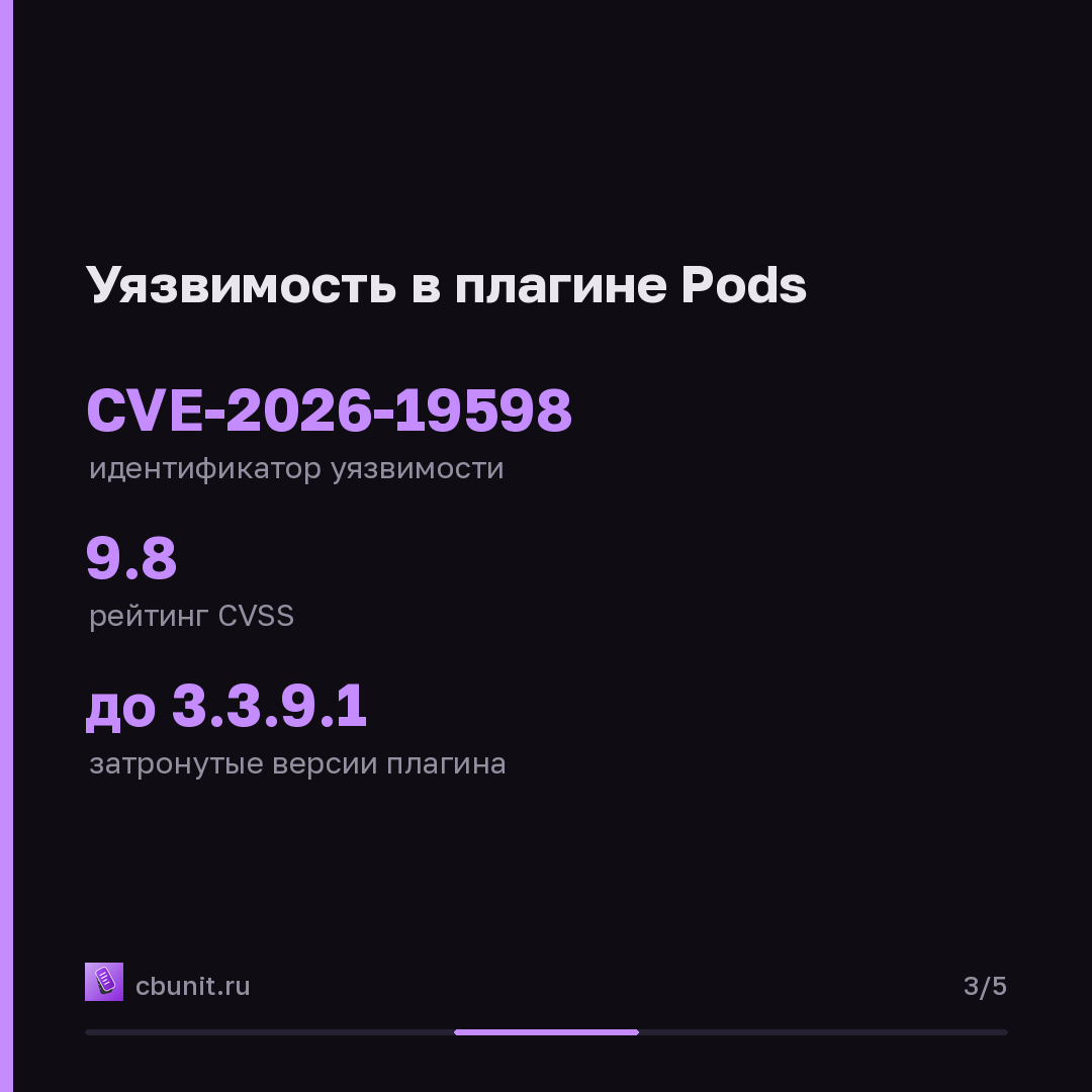 Уязвимость в Pods позволяет получить права администратора WordPress — карточка 3 из 5