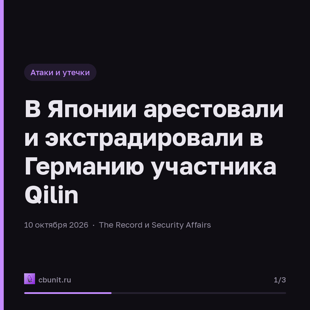 В Японии арестовали и экстрадировали в Германию участника Qilin — карточка 1 из 3
